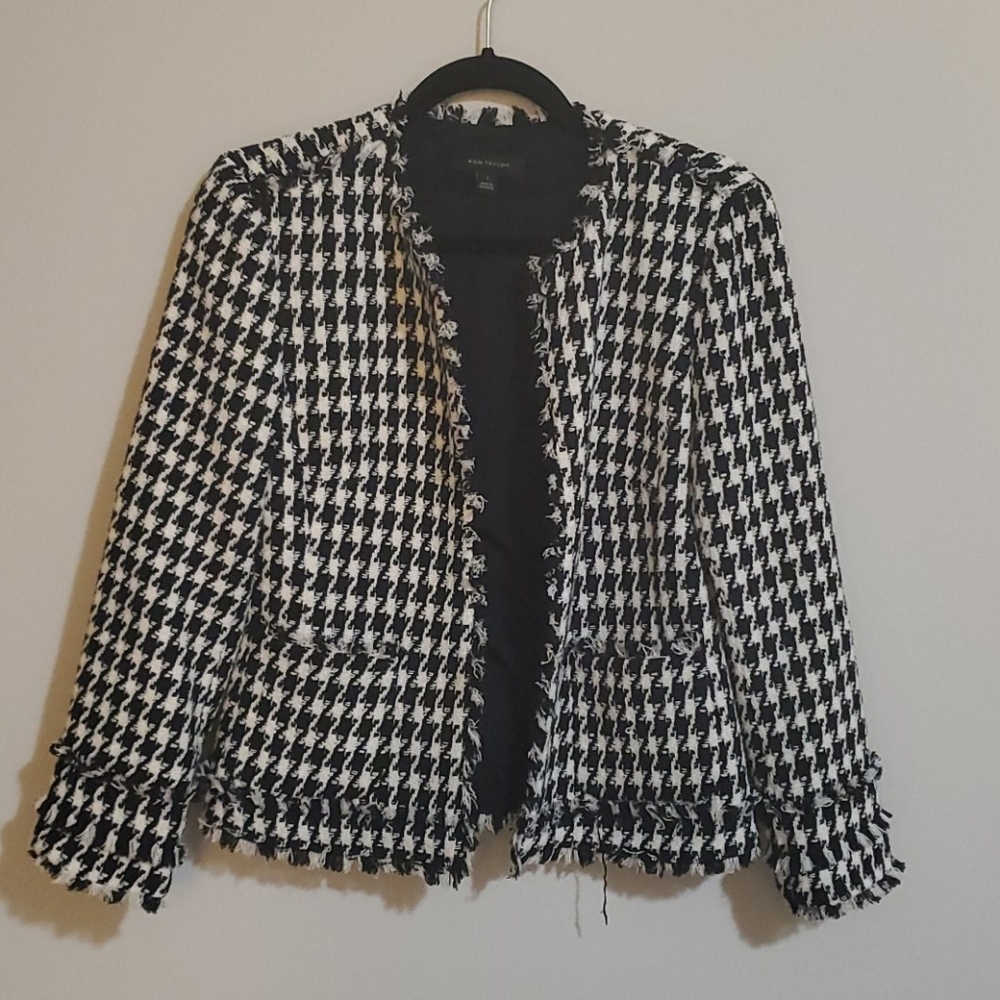 Ann Taylor Fringe Tweed Jacket